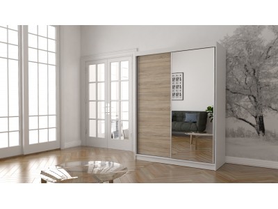 Гардероб с плъзгащи врати Vista 05 (бял/дъб сонома)